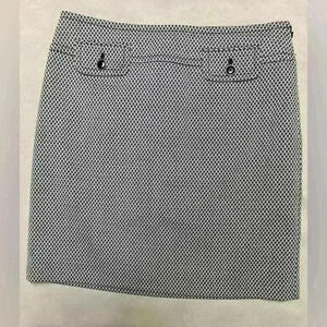 Loft Ann Taylor Houndstooth Skirt Size 4 Black White Lined Pockets